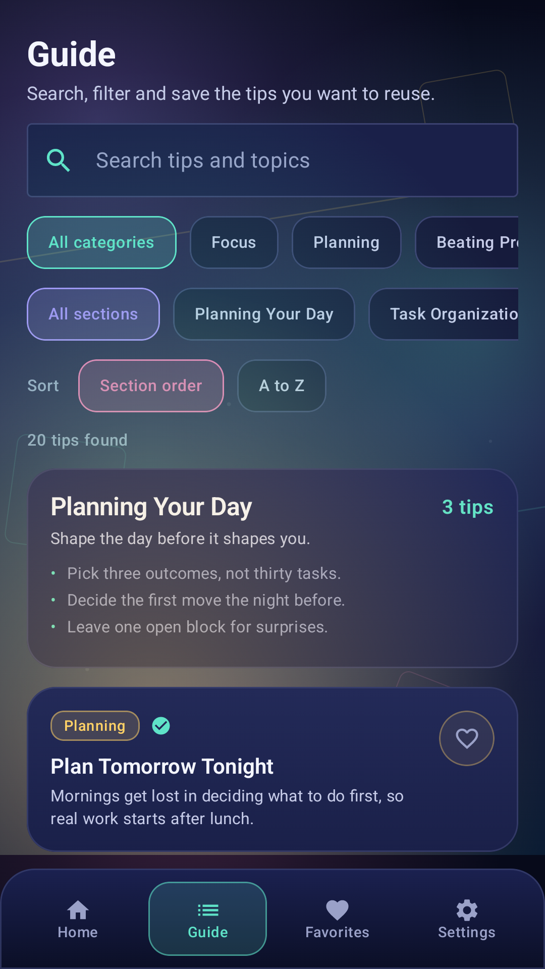 Whiteboard Wisdom guide screen